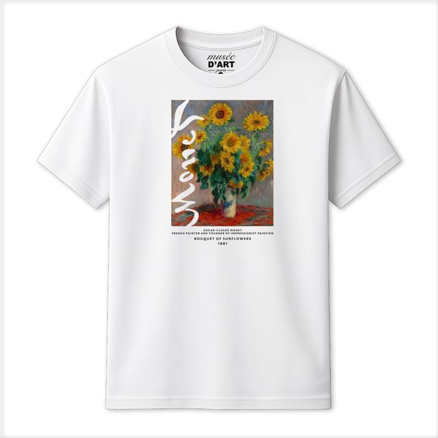Musee DArt Musee D'Art Men's Monet - Flowers in Vase 1881 T-Shirt in White - 2
