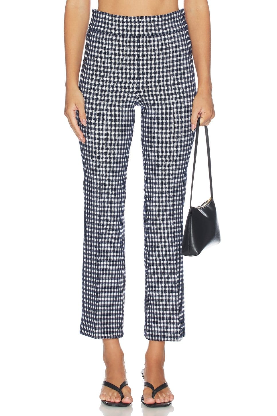 Revolve Pintuck Kick Flare Pant in Timeless Navy Gingham