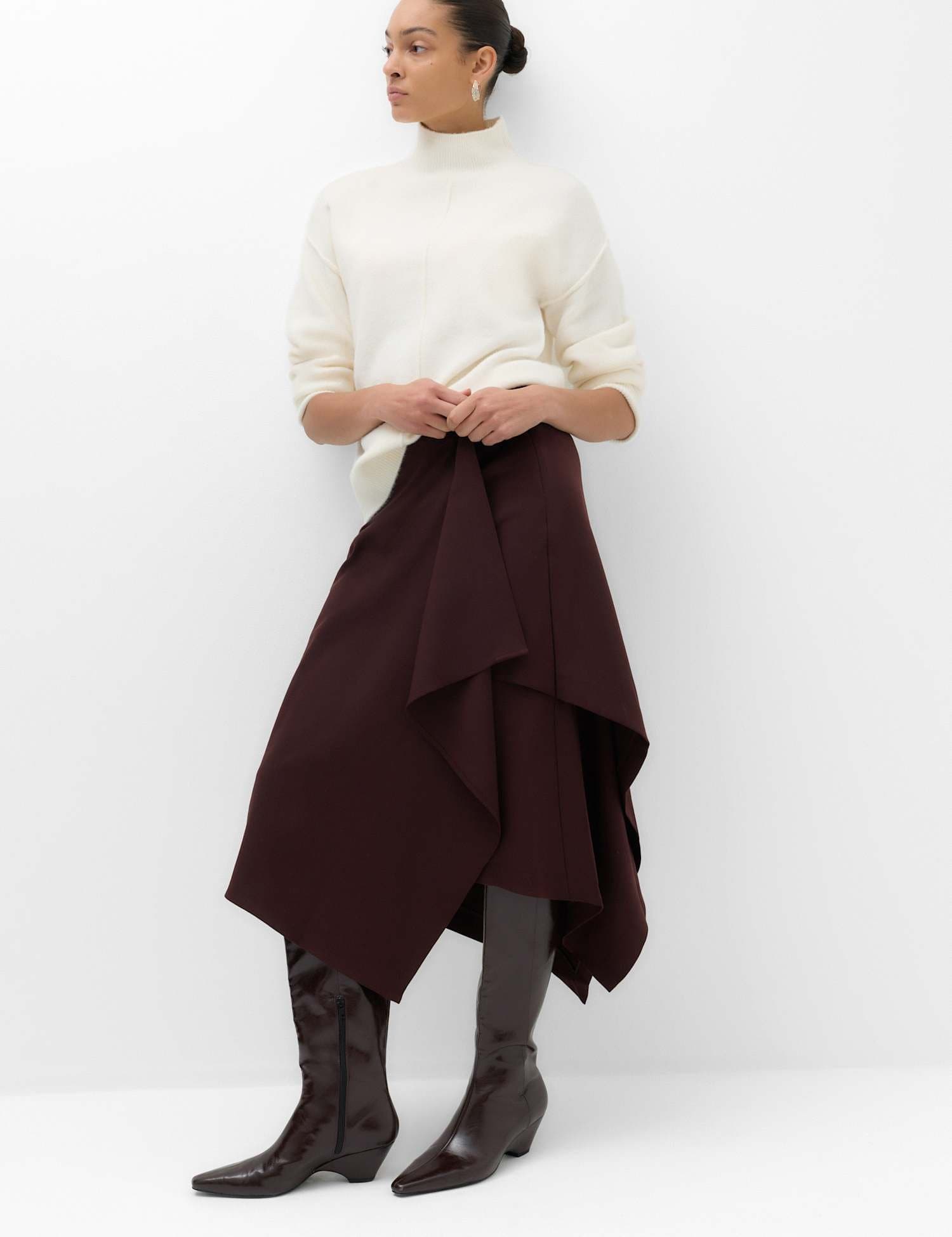 Marks & Spencer M&S Midi Asymmetric Skirt Burgundy