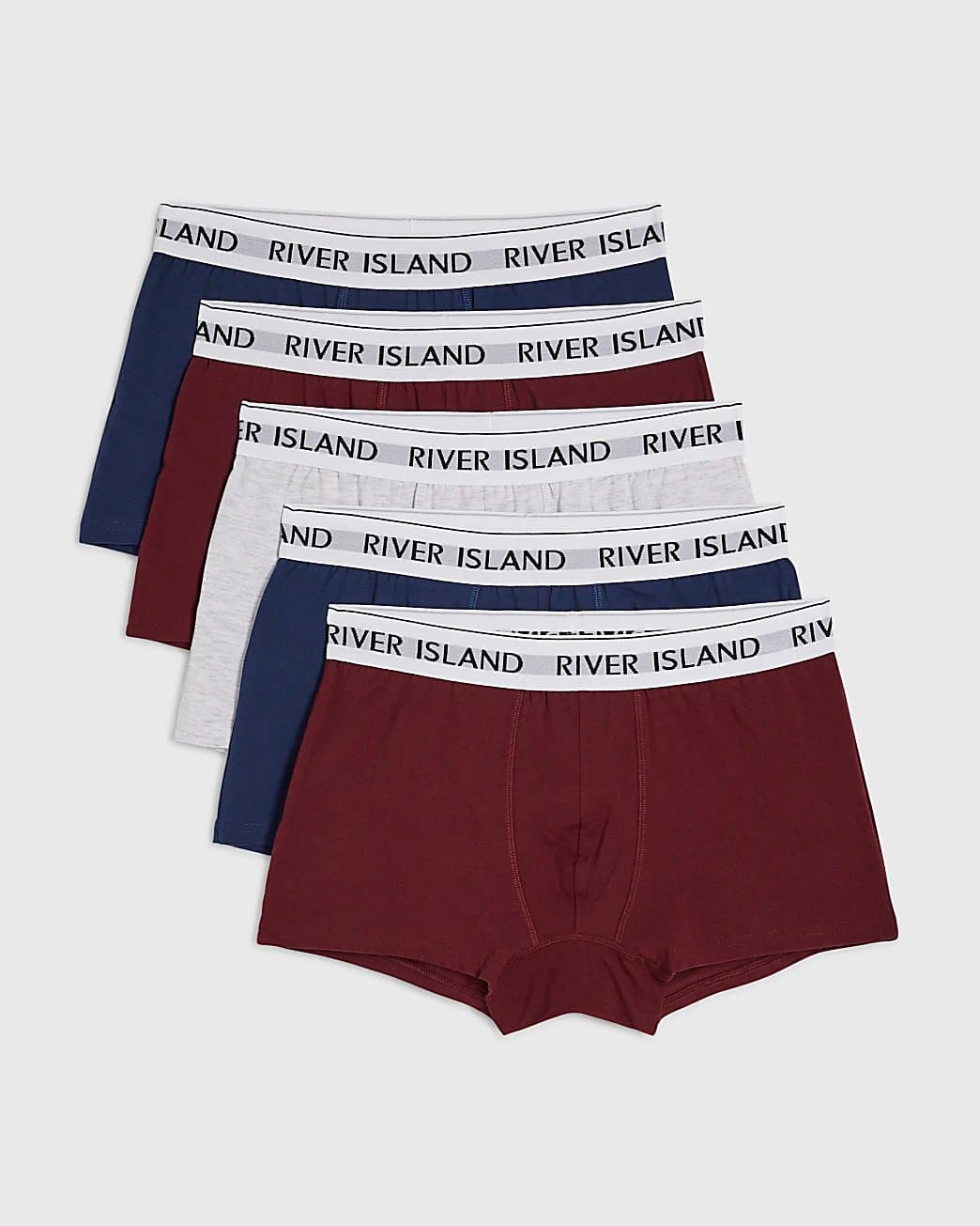 River Island Mens River Island Red Mixed Waistband Pack Of 5 Trunks