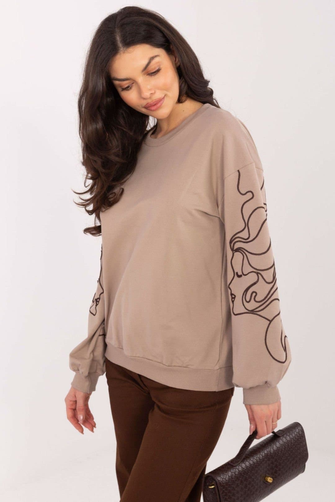 Love Lace Love Lace Beige Cotton/Elastane Embroidered Sweatshirt