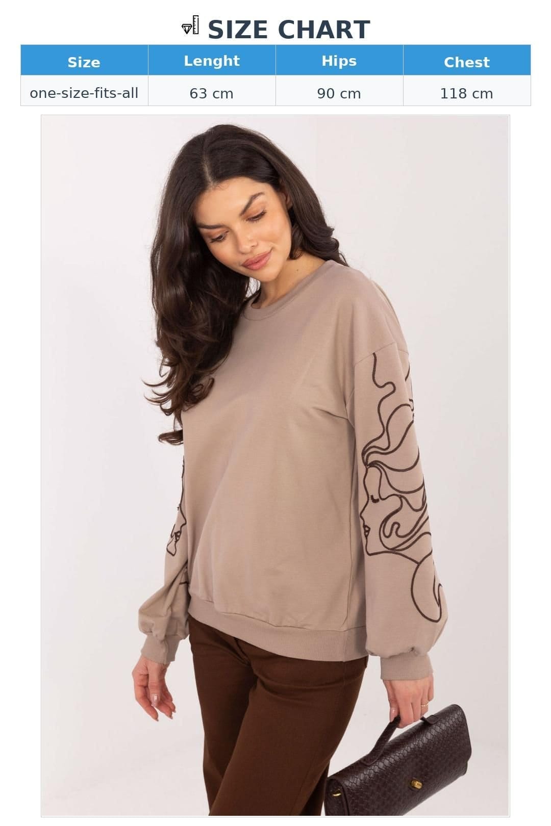 Love Lace Love Lace Women's Soft Cotton Elastane Embroidered Sweatshirt in Beige - 4