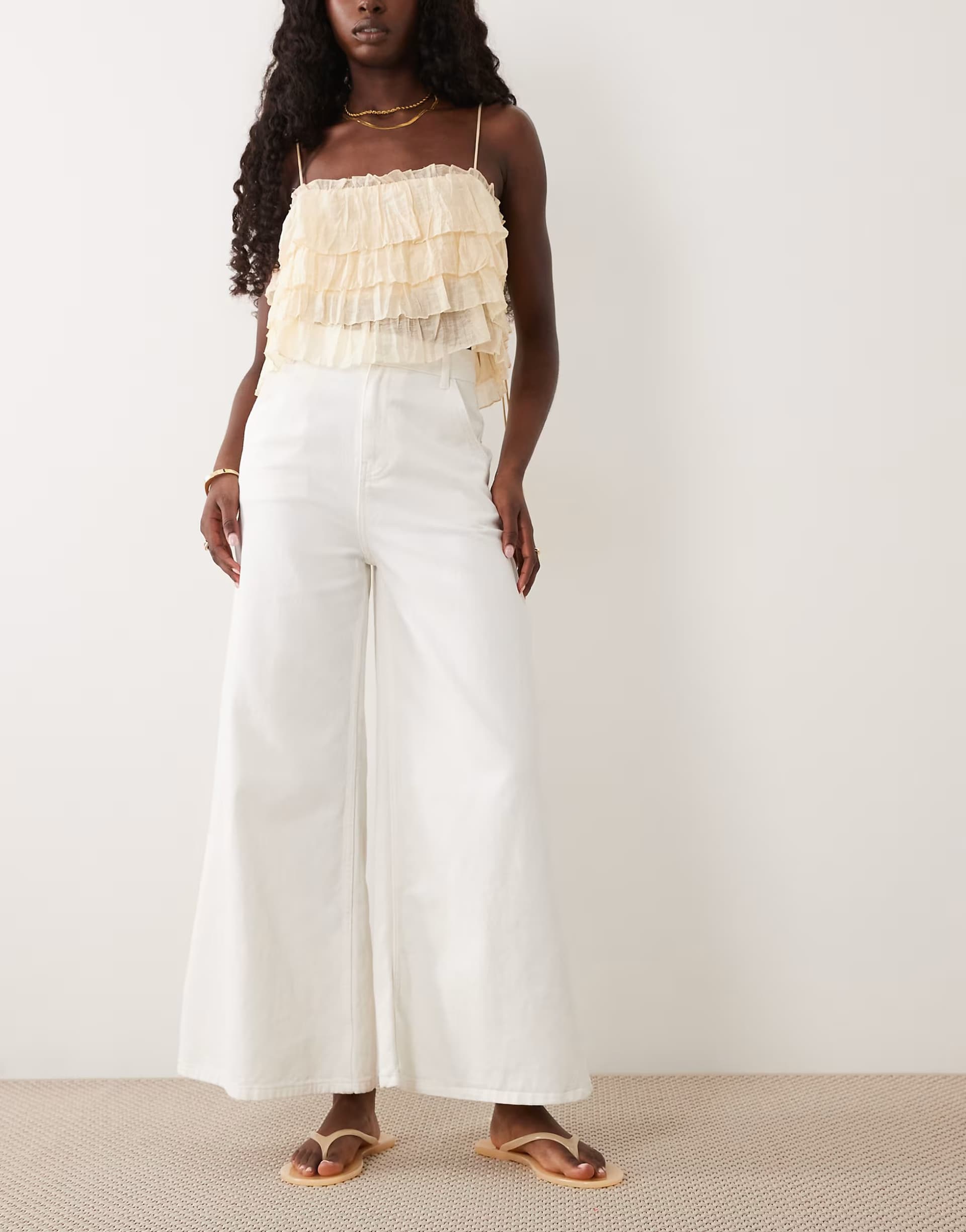 ASOS Miss Selfridge flare denim jean co ord in cream