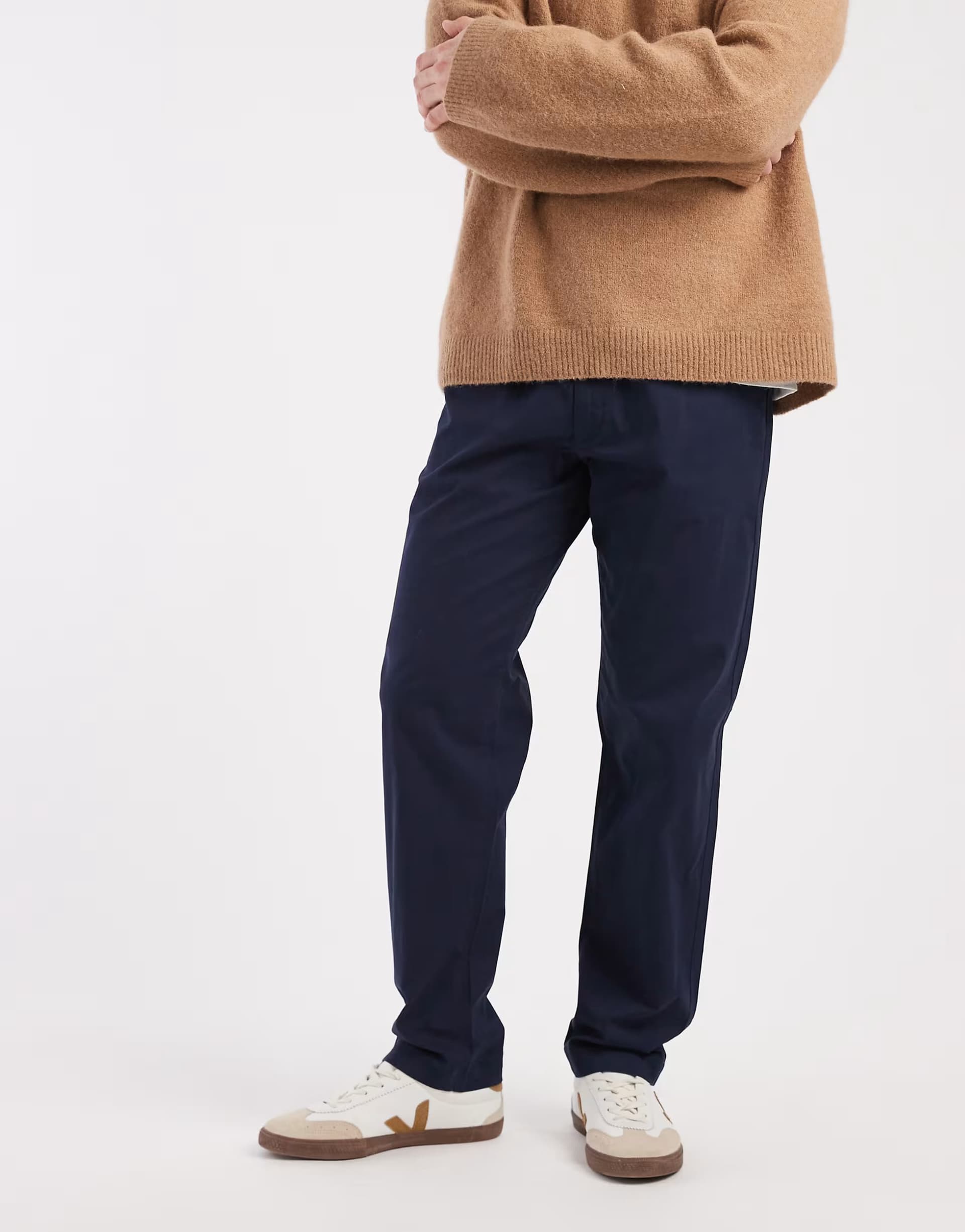 ASOS Jack & Jones loose drawstring chino trousers in navy