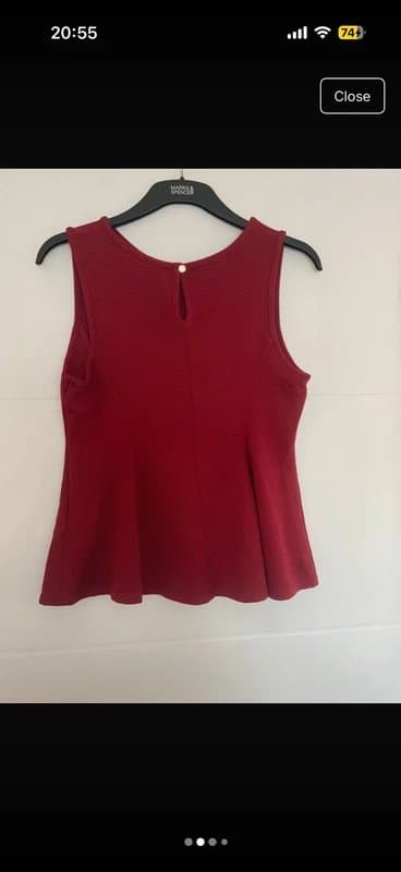 ASOS Red Ribbed Peplum Top – Size 14