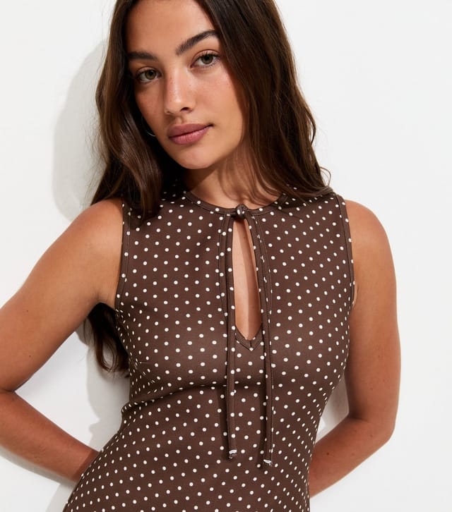 New Look Women's Brown Spot Print Keyhole Drop Waist Mini Dress New Look - 2