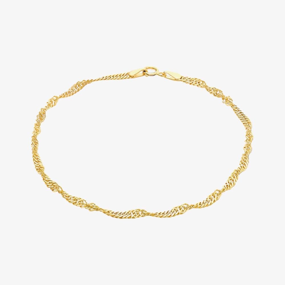 T.H.Baker T.H.Baker Women's 9ct Yellow Gold 19cm Twisted Curb Chain Bracelet 1.23.6582