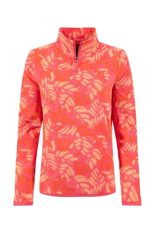 Weird Fish Weird Fish Women's Rory 1/4 Zip Printed Microfleece in Coral - 2