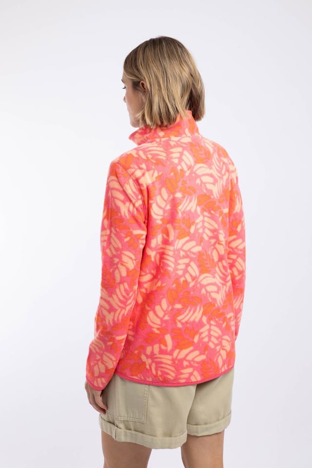 Weird Fish Weird Fish Women's Rory 1/4 Zip Printed Microfleece in Coral - 3