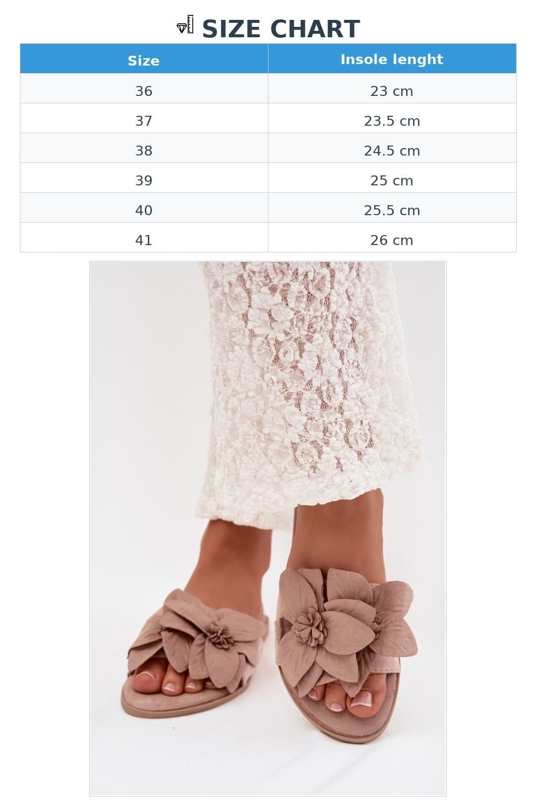 Love Lace Love Lace Women's Suede Style Flower Strap Flat Sole Soft Insole Slippers Summer in Beige - 4