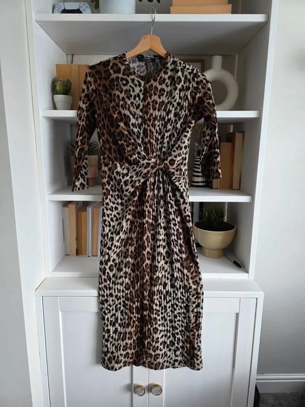 Bershka Leopard Print Ruched Dress Size Xs