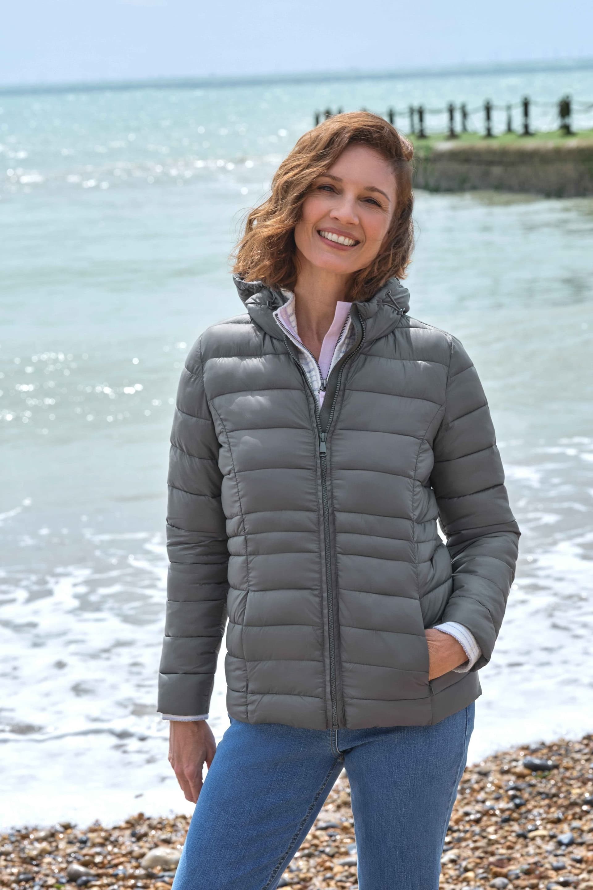 WoolOvers WoolOvers Women's Suffolk Hooded Puffer Jacket in Grey