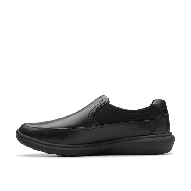 Clarks Clarks Men's Watchet Step Black Leather Slip Ons - 2