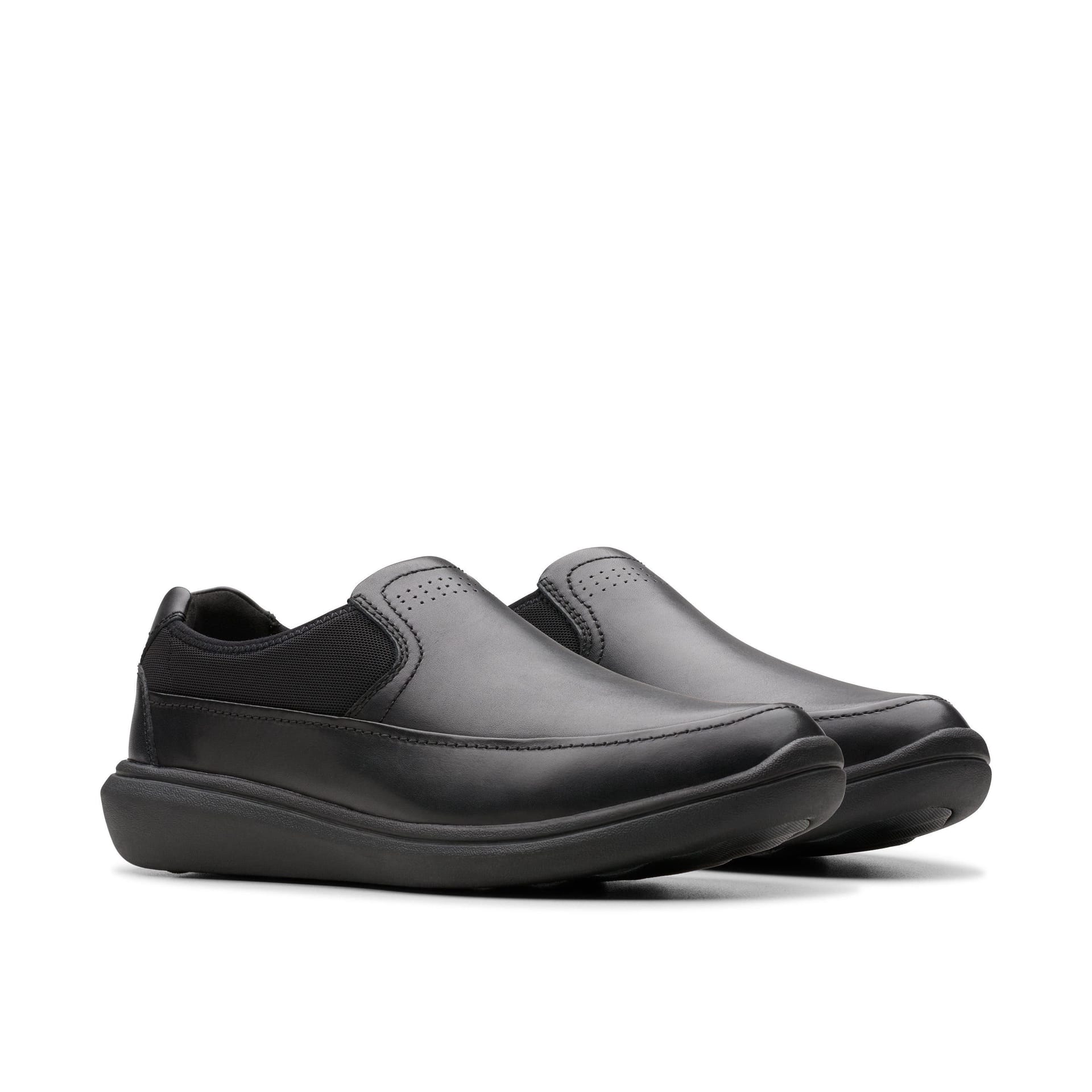 Clarks Clarks Men's Watchet Step Black Leather Slip Ons - 4