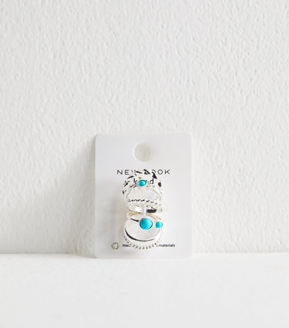 New Look Silver Tone Pack of 6 Turquoise Rings New Look