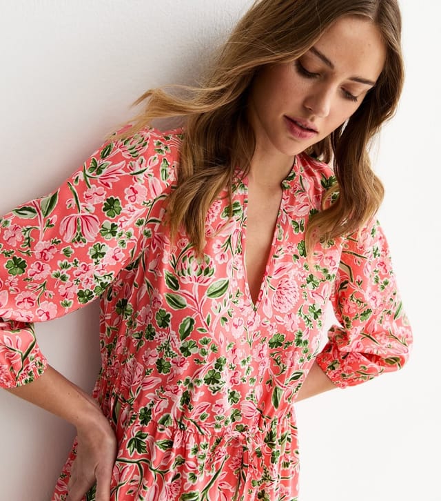 New Look Women's Pink Floral Tiered Mini Dress New Look - 3