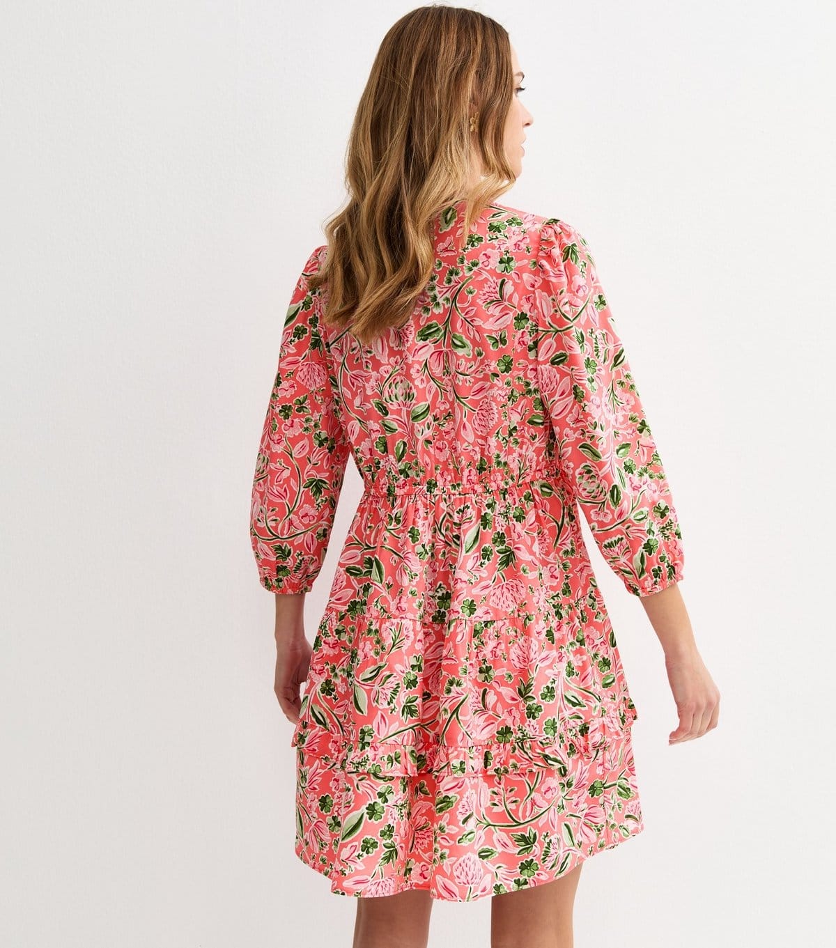 New Look Women's Pink Floral Tiered Mini Dress New Look - 4
