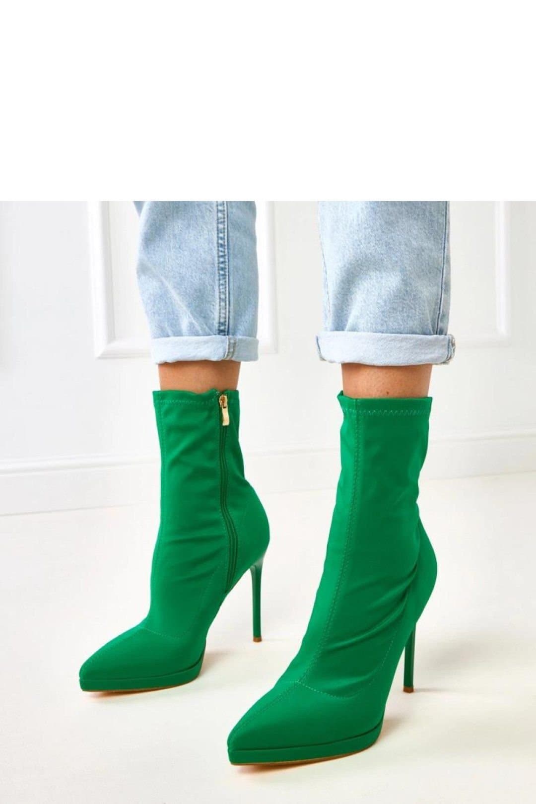 Love Lace Love Lace Women's Satin Stiletto Ankle Boots with Zip Closure & Small Platform in Green