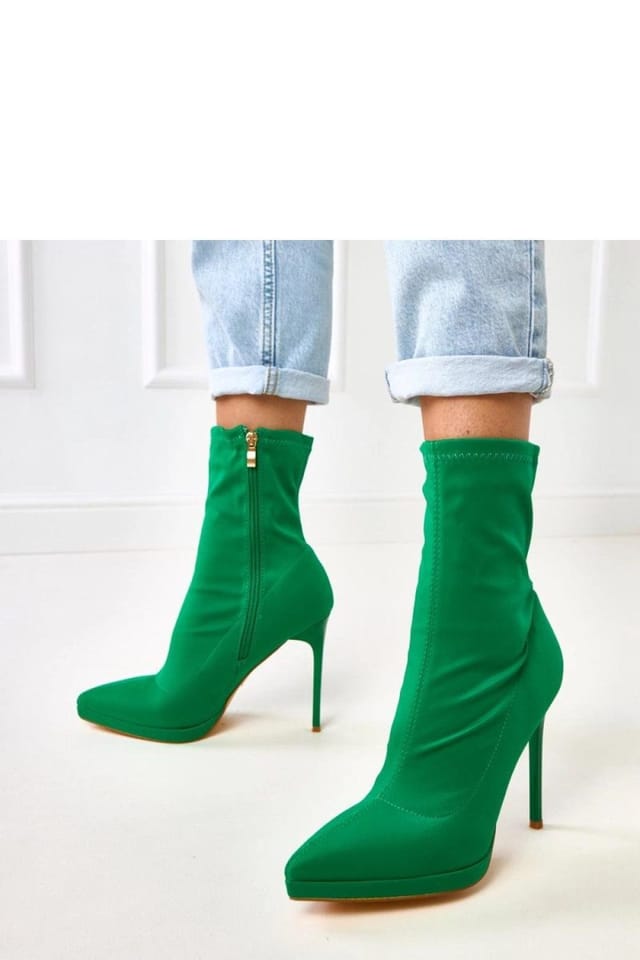 Love Lace Love Lace Women's Satin Stiletto Ankle Boots with Zip Closure & Small Platform in Green - 2