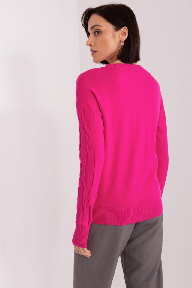 Love Lace Love Lace Women's Textured Round Neck Overhead Sweater in Pink - 3