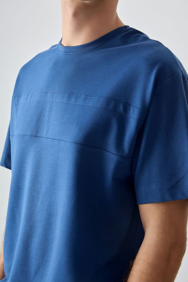 Tommy Life Tommy Life Men's Oversized Crew Neck T-Shirt in Cobalt - 2