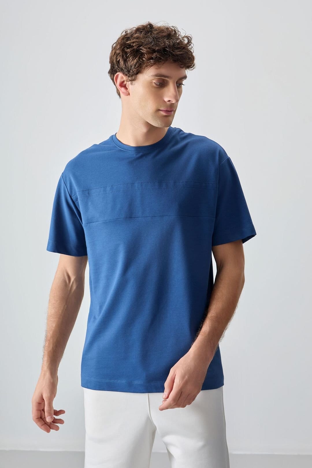 Tommy Life Tommy Life Men's Oversized Crew Neck T-Shirt in Cobalt - 4