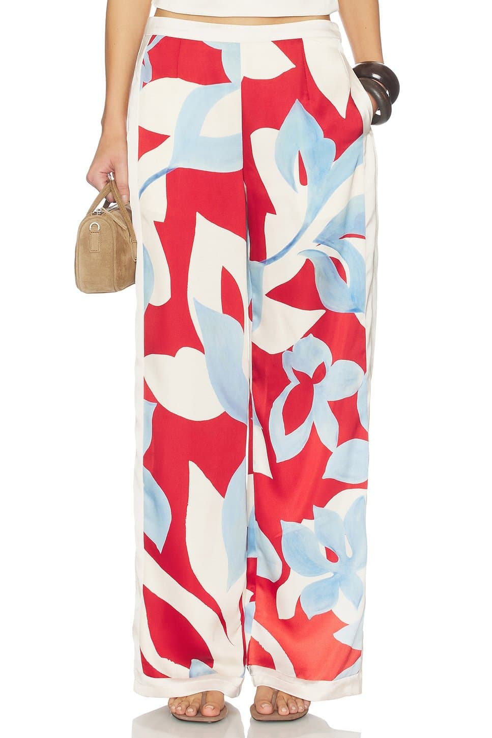revolve Revolve Floral Print Wide Leg Palazzo Pant in Amoree Red