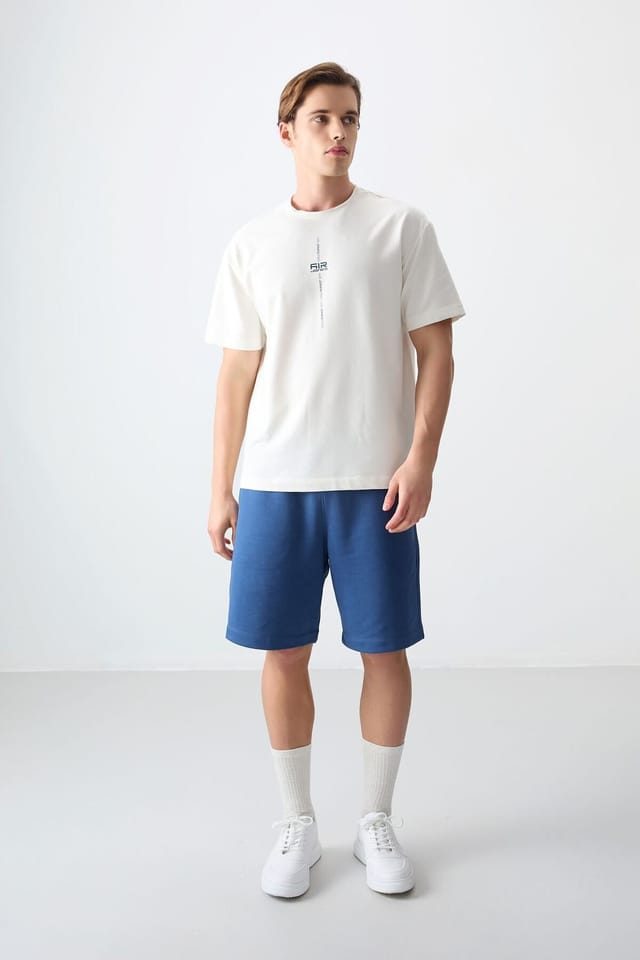 Tommy Life Tommy Life Men's Oversized Printed Crew Neck T-Shirt in Off-White - 2