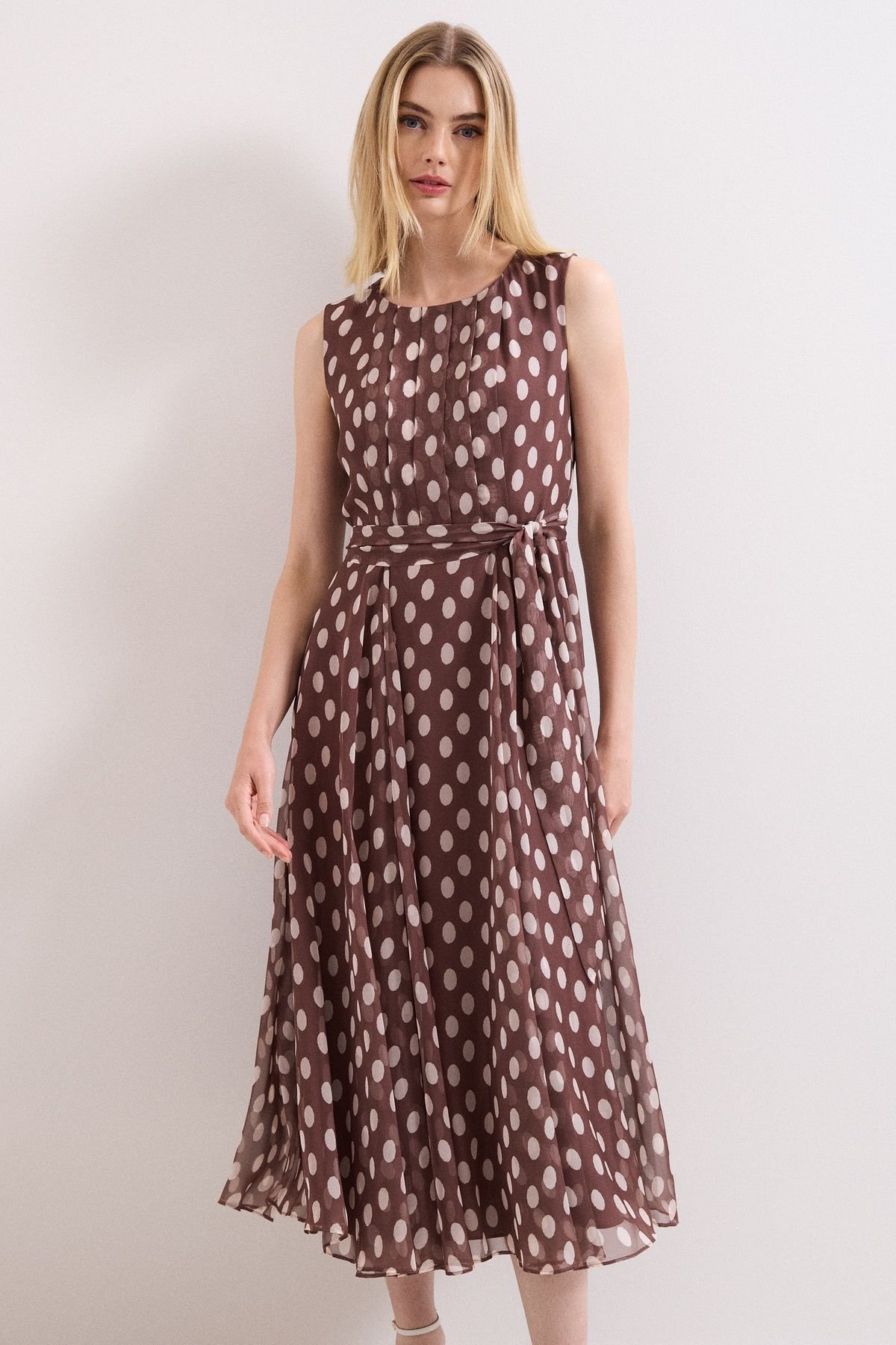 Phase Eight Phase Eight Women's Lucinda Midi Spot Dress in Chocolate - 3