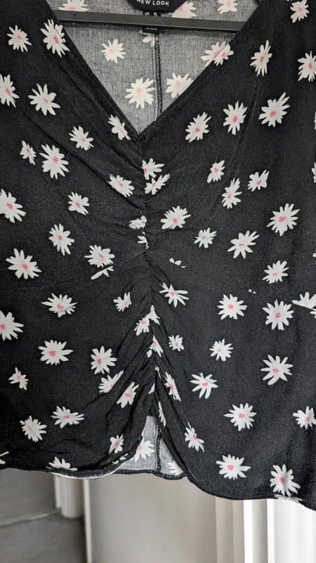 New Look Black ditsy floral print top