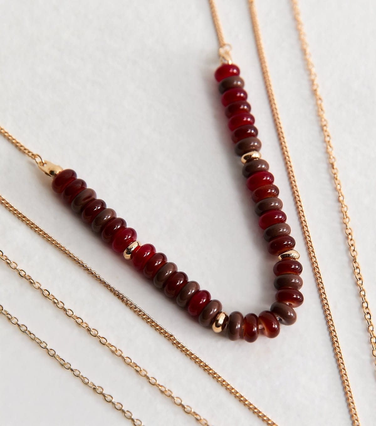 New Look Gold Tone Triple Layer Beaded Pendant Necklace New Look - 4