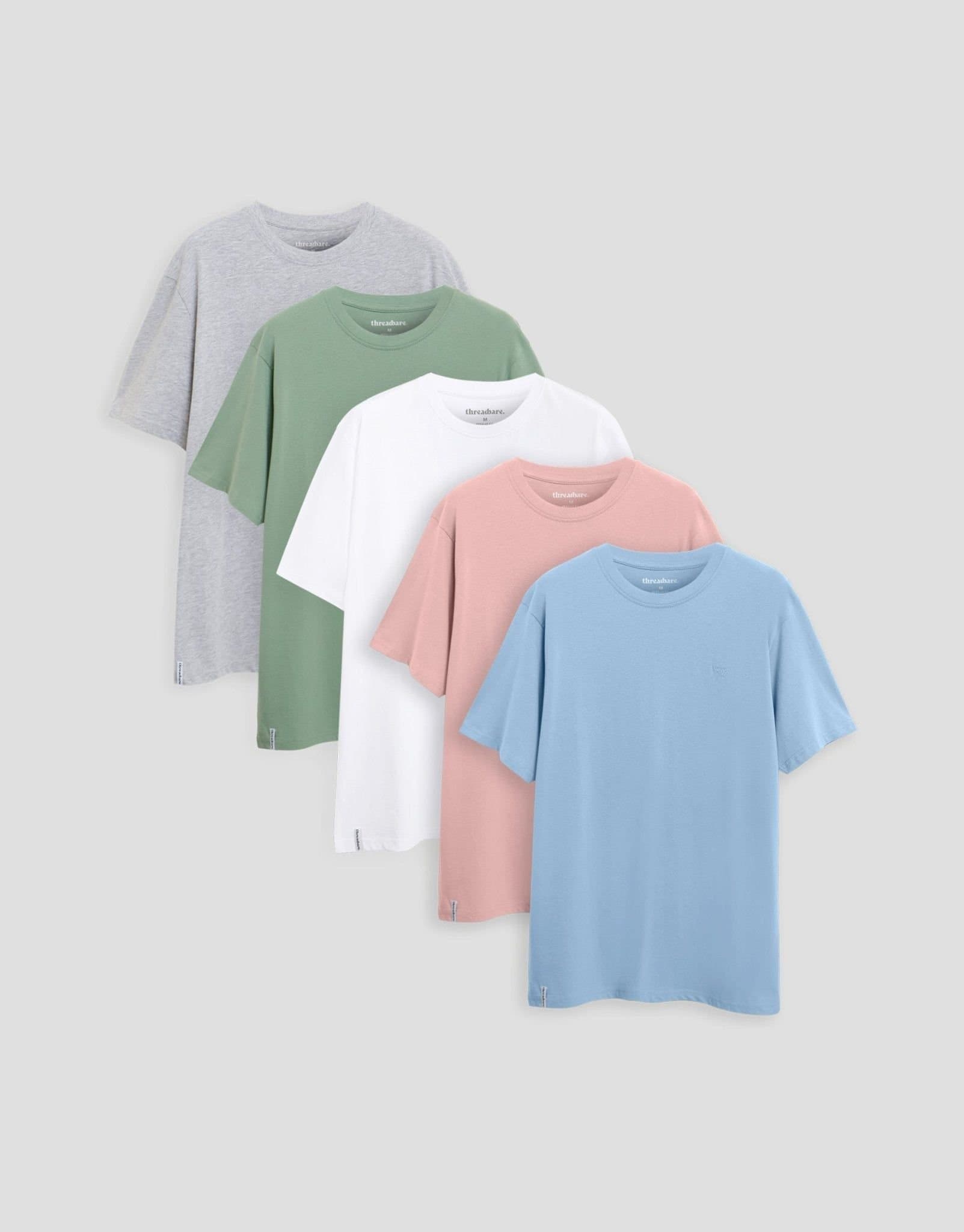 Threadbare threadbare Men's 5-Pack Cotton Crew Neck T-Shirts in Navy