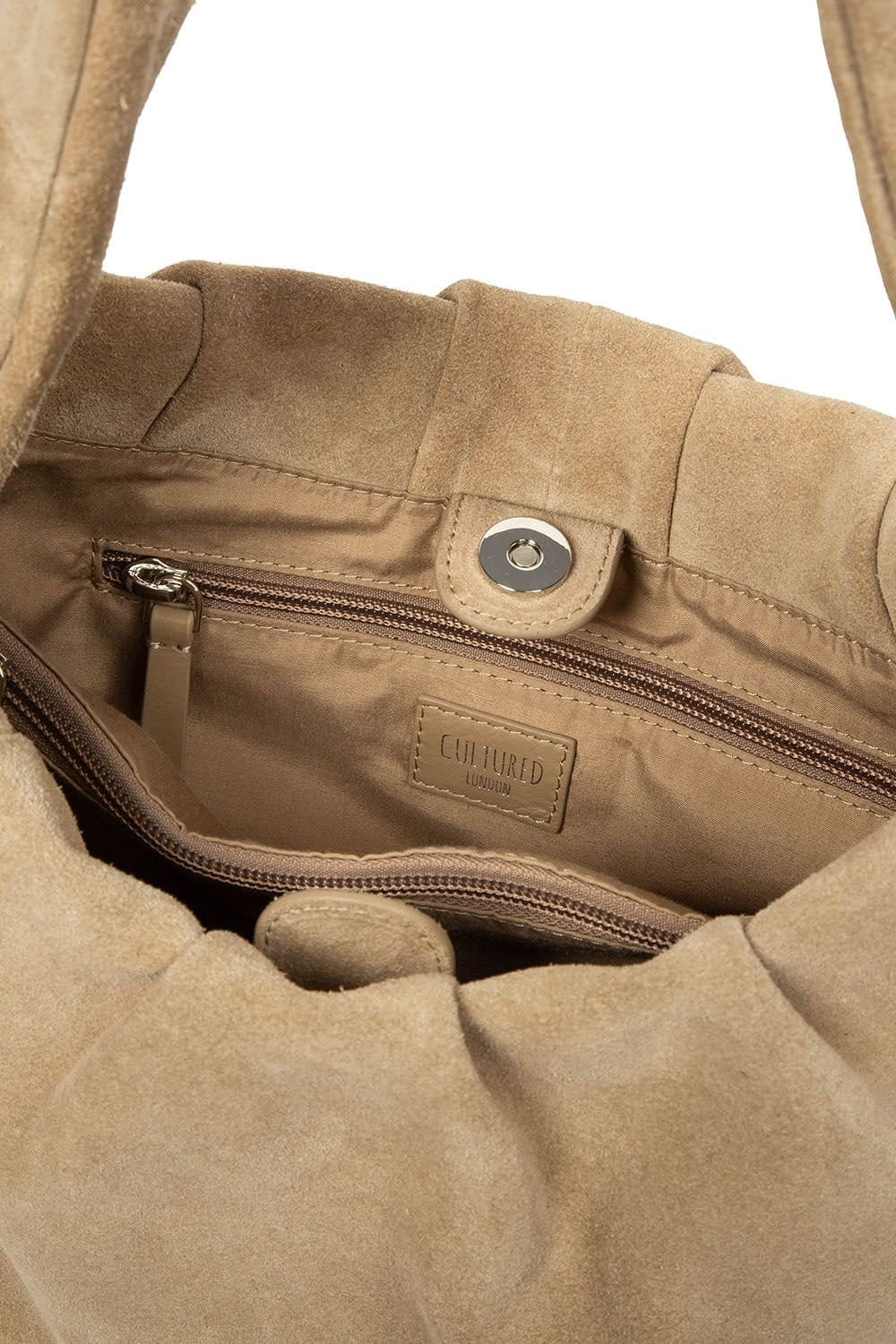 Cultured London Cultured London Women's 'Beatriz' Suede Handbag in Beige - 4