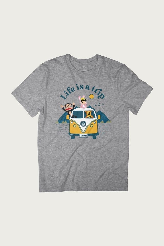 Paul Frank Paul Frank Men's Julius & Co Life Is A Trip Camper T-Shirt in Mid Grey - 2