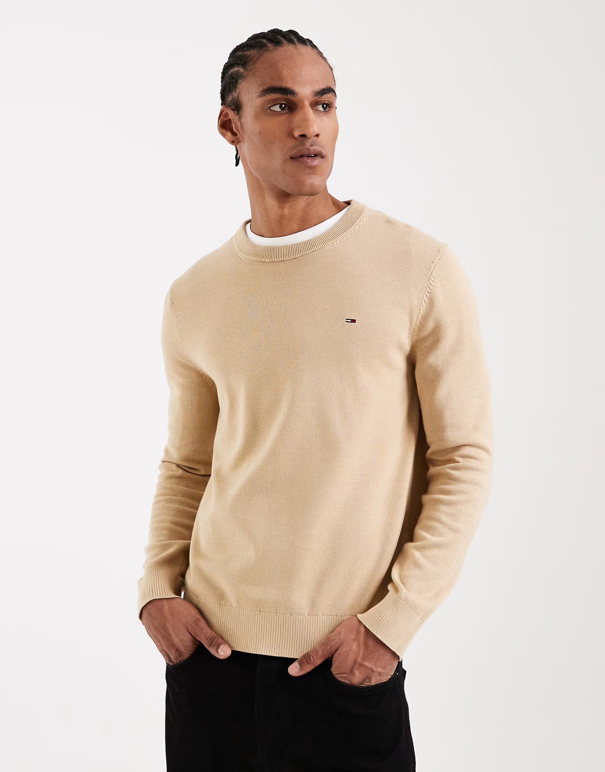 ASOS Tommy Jeans essential light jumper in beige - 1
