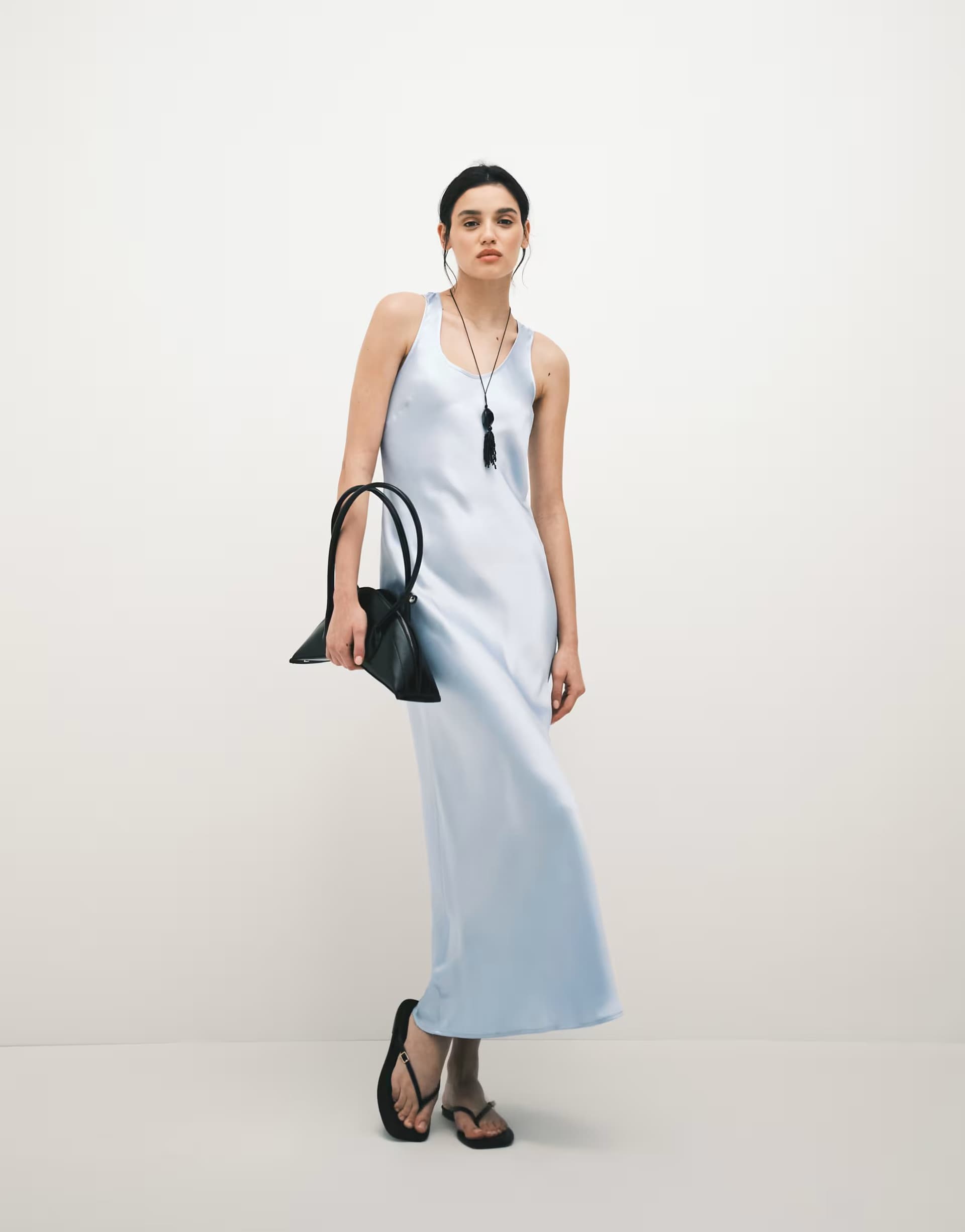 ASOS ASOS DESIGN scoop satin maxi dress in pale blue