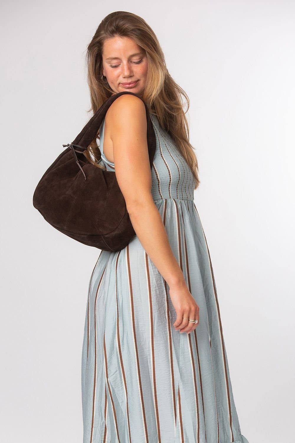 Cultured London Cultured London Women's 'Beatriz' Suede Handbag in Dark Brown