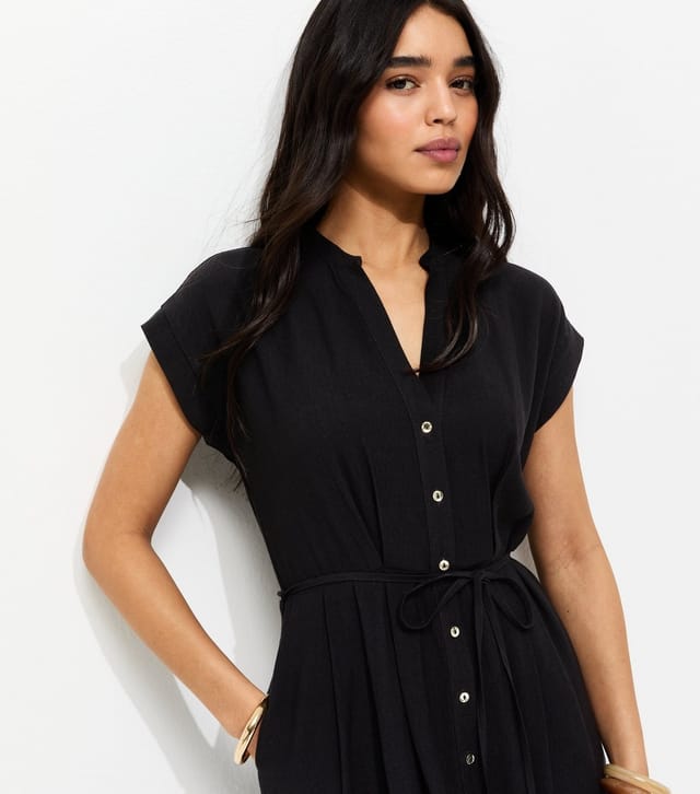 New Look Women's Black Toggle Shirt Midi Dress New Look - 2