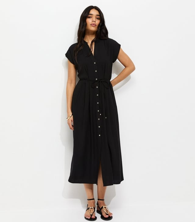 New Look Women's Black Toggle Shirt Midi Dress New Look - 3