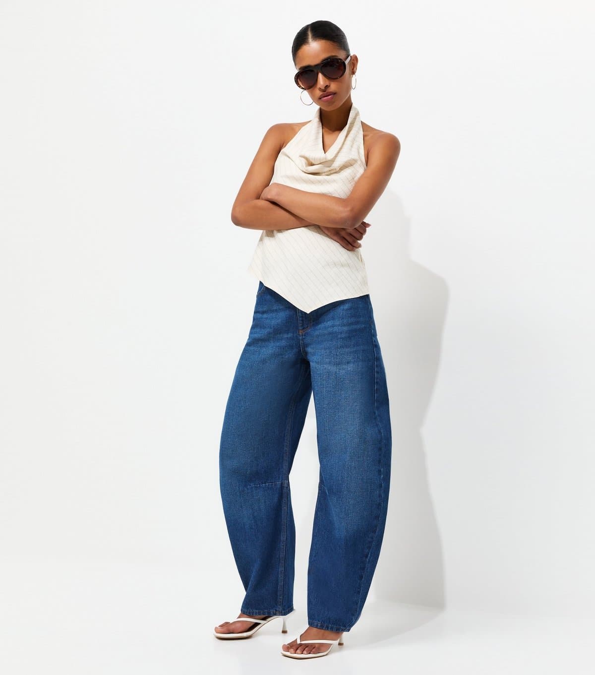 New Look Women's Blue Barrel Leg Jeans New Look