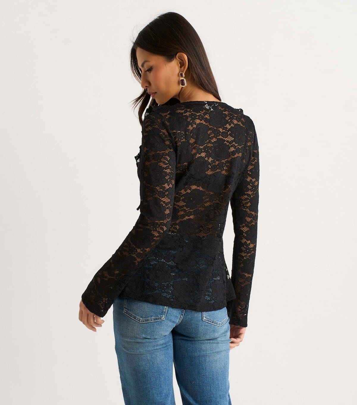 Gini London Women's Jersey Lace Tie Front Blouse Gini London New Look - 4
