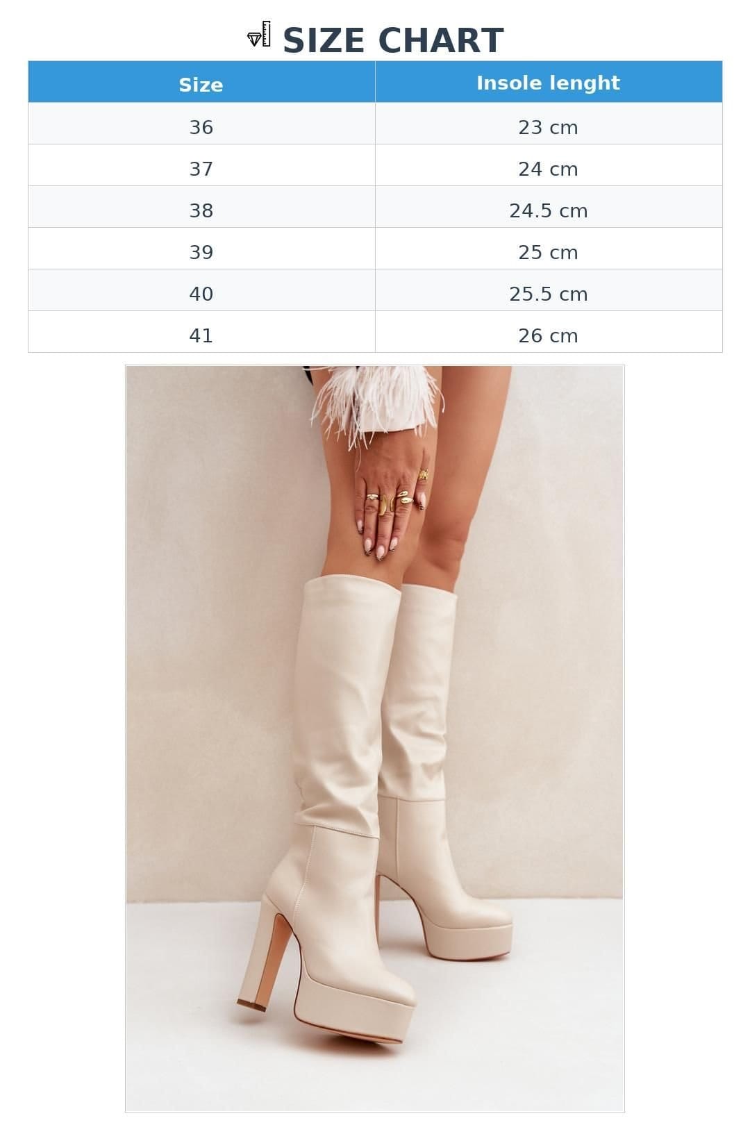 Love Lace Love Lace Women's Heel Platform Slip On Suede Boots with Warm Lining Stable in Beige - 4
