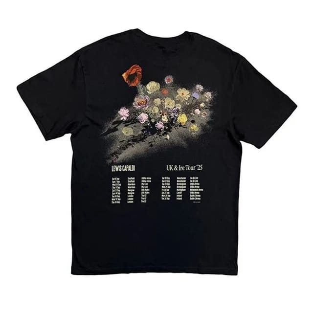 Lewis Capaldi Lewis Capaldi Men's Flowers UK Tour ´25 T-Shirt in Black - 2