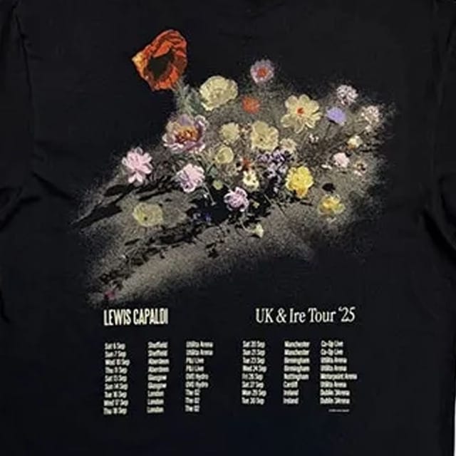 Lewis Capaldi Lewis Capaldi Men's Flowers UK Tour ´25 T-Shirt in Black - 3