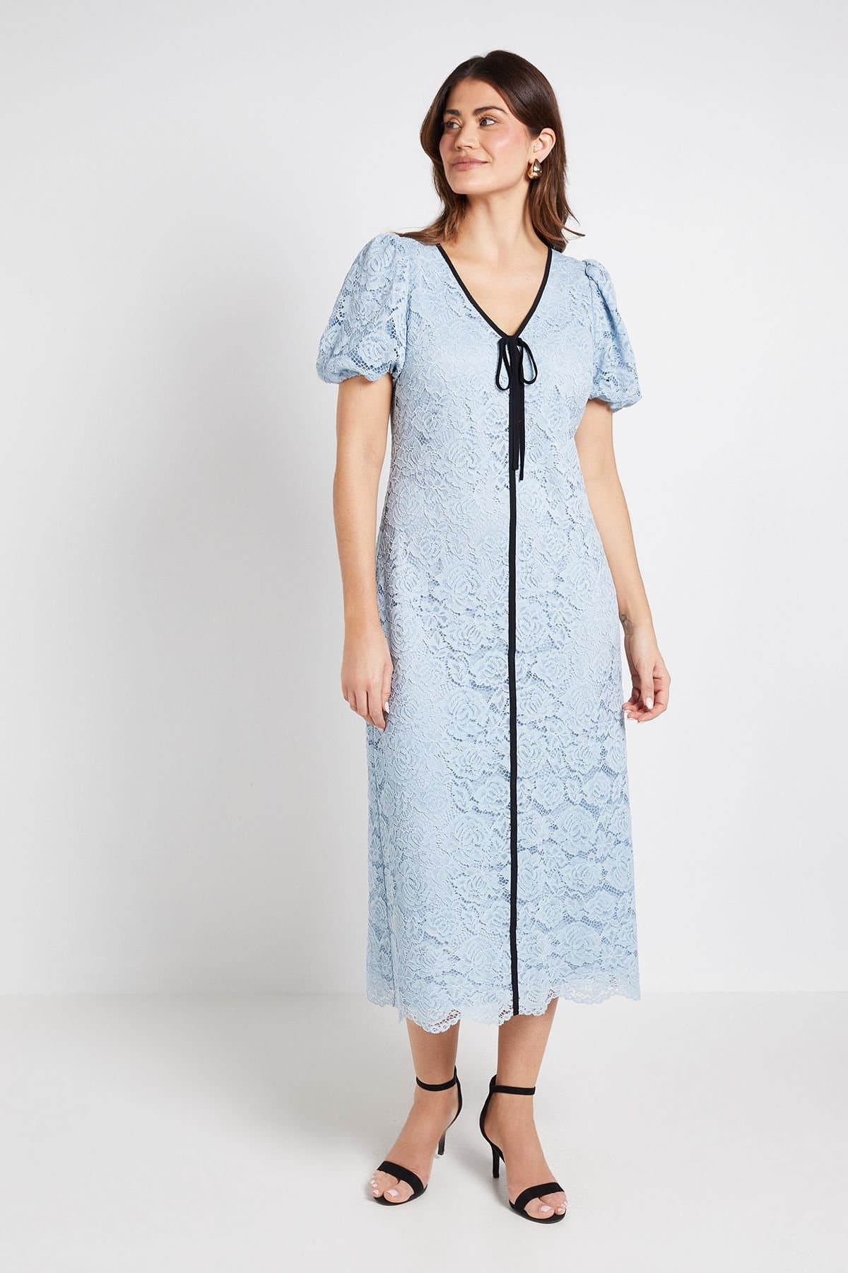 Wallis Wallis Women's Lace Contrast Column Dress in Blue