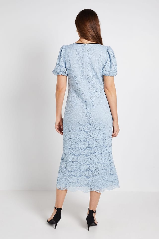 Wallis Wallis Women's Lace Contrast Column Dress in Blue - 3