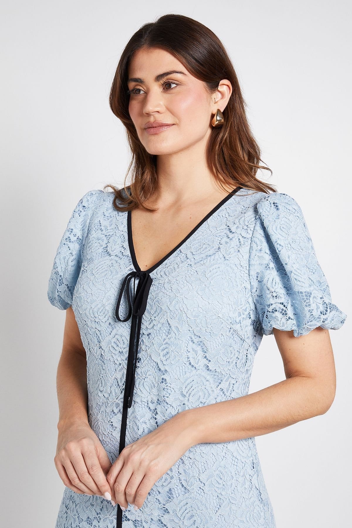Wallis Wallis Women's Lace Contrast Column Dress in Blue - 4