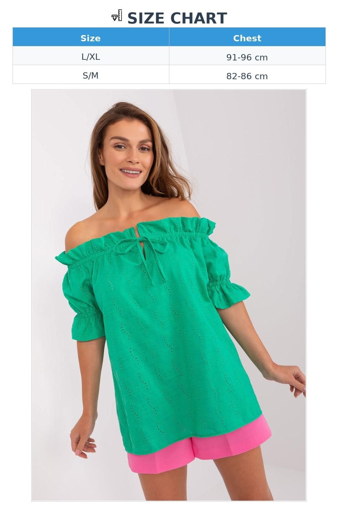 Love Lace Love Lace Women's Short Sleeve Lace Blouse with Spanish Neck in Green - 4