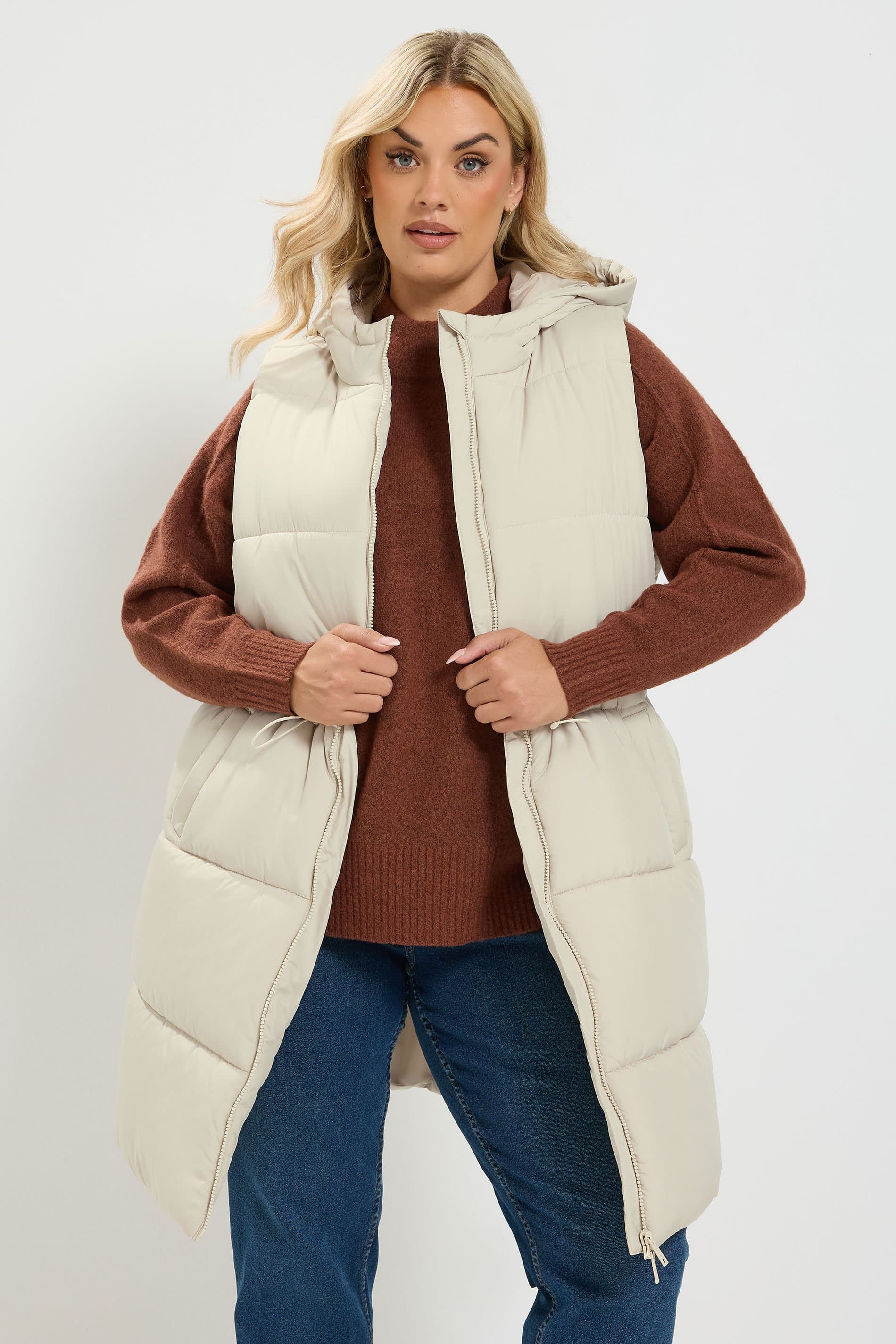 Yours Plus Size Cream Padded Gilet
