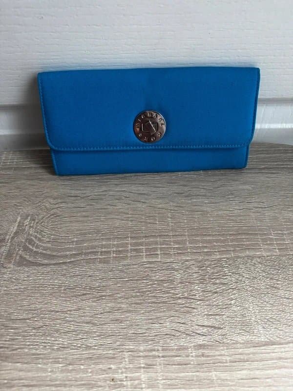 Michael Kors Michael Kors Blue Nylon Envelope Clutch Wallet Silver Logo Fastener Designer Purse